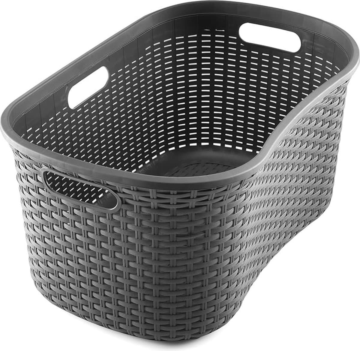 Hipster wasmand van faux rotan - houtskool - 40 liter — afbeelding 1