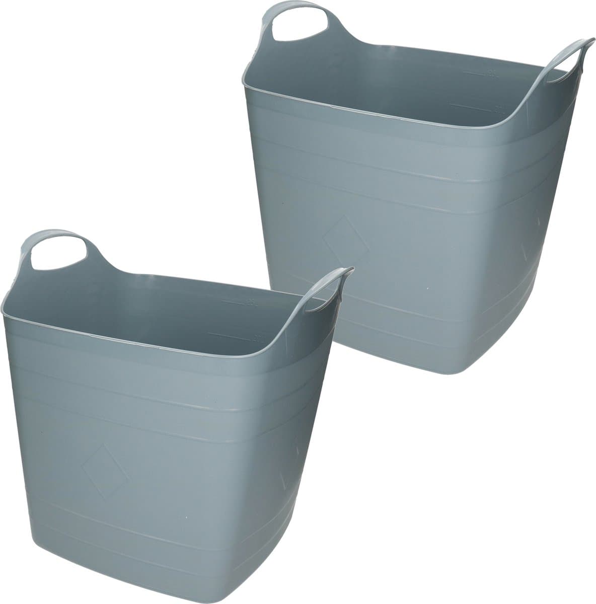Bathroom Solutions Flexibele kuip - 2x stuks - blauw - 25 liter - kunststof - emmer - wasmand — afbeelding 1