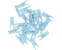 Mini knijpers blauw - 24x - Geboorte jongen - 2,5 cm - Kaartjes ophangen knijpertjes — afbeelding 1