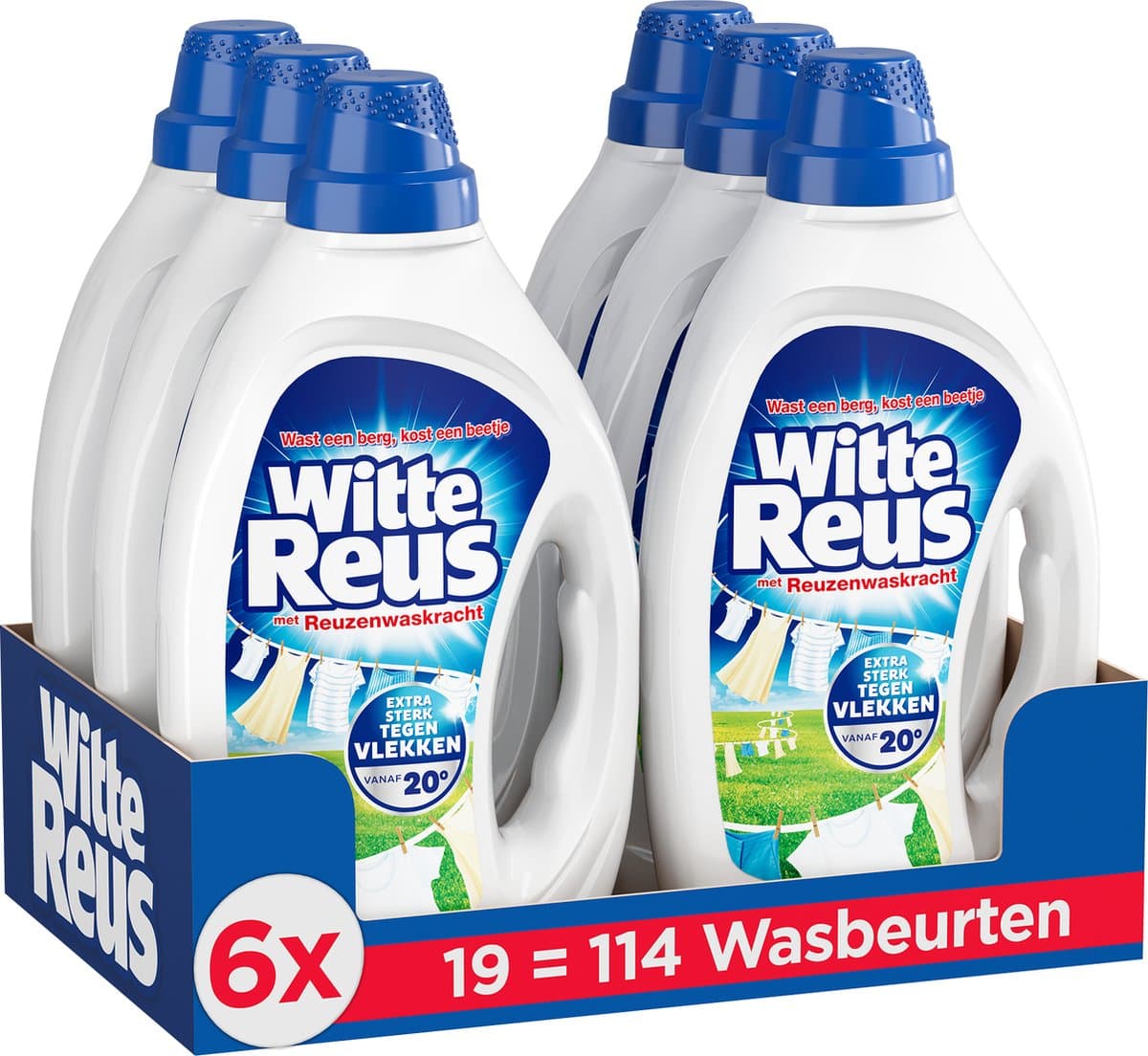 Witte Reus Gel - Vloeibaar Wasmiddel - Witte Was - Voordeelverpakking - 6 x 19 Wasbeurten — afbeelding 1