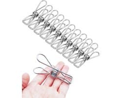 Grote Metalen Wasknijpers RVS - Zware Clips voor Kleding en Voedselzakken (10 stuks)