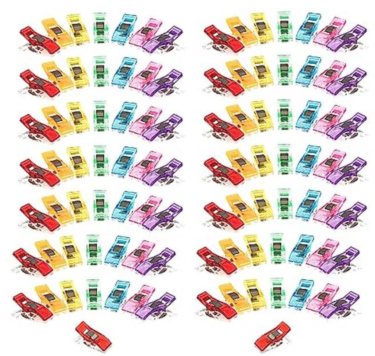 Stoffen clips voor naaien en quilten - neonkleuren, 100 stuks — afbeelding 1