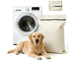 Waszakken voor huisdieren - Waszakken van twill polyester - Grote waszakken met rits - Voorkomt dat waszakken verstopt raken door dierenhaar - Waszakken voor huisdierendekens - Geweldig voor honden en katten (70x80cm) - khaki-L