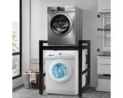 Wasmachinekast met Plank - 3-laags Verstelbaar Opbergrek voor Badkamer en Wasruimte