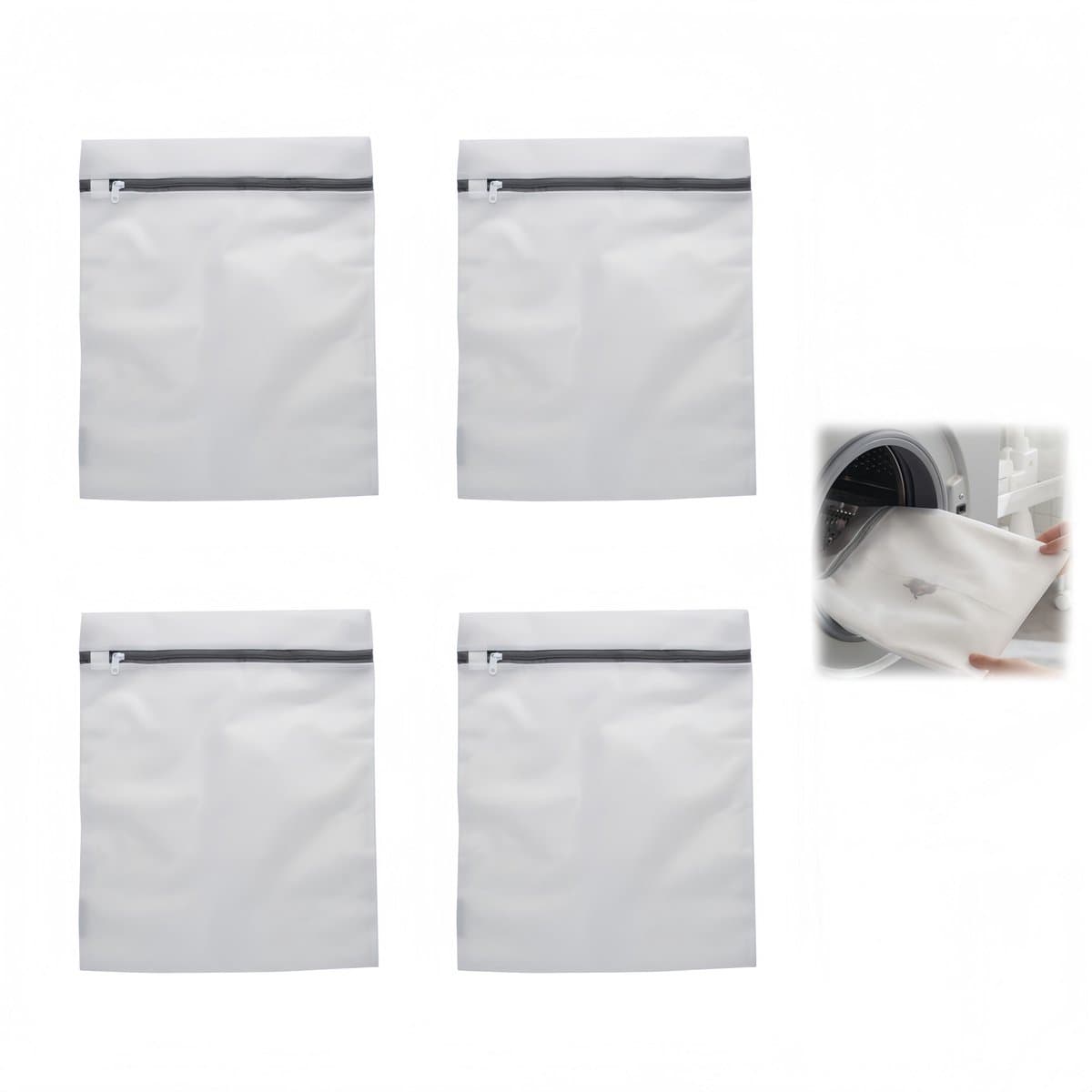 4 stuks - Waszak - Waszakken voor Wasgoed - Laundry Bag - Wasnetten - Anti-klit - Anti-vervorming - Wasmachine netzak - Fijne netzak - Huishoudelijke waszak voor overhemden - 40x50cm - Wit -voor Wasgoed (Sokken, Lingerie & T-Shirts) — afbeelding 1