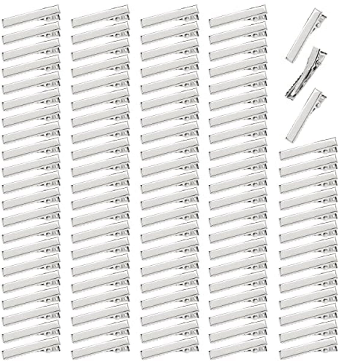 Set van 100 kleine zilveren eendenbek haarspeldjes en clips voor vrouwen en meisjes — afbeelding 1