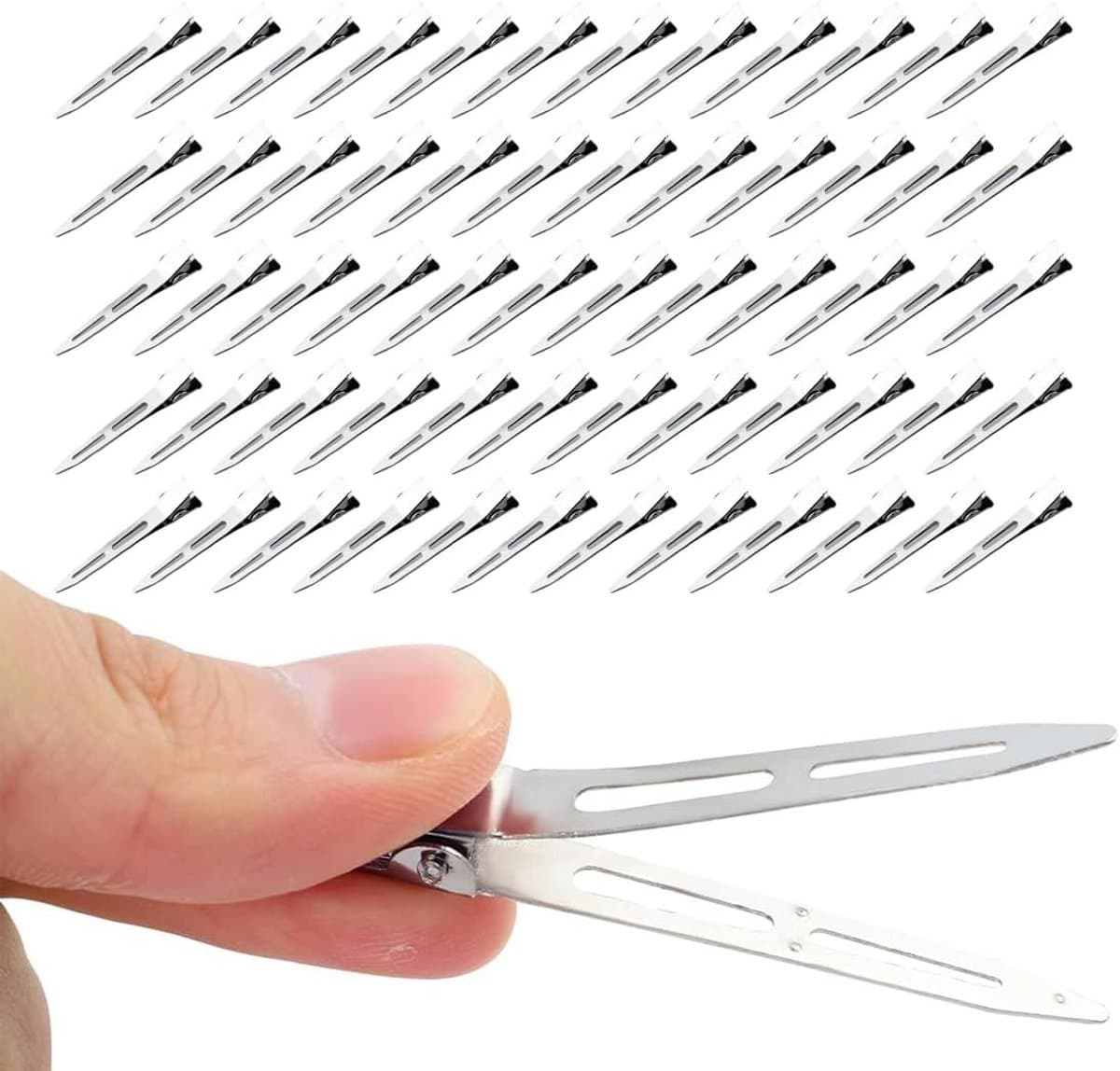 60x Professionele Zilveren Krokodillenklemmen Haarspeldjes voor Styling en Knippen — afbeelding 1