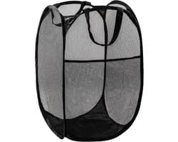 Opvouwbare Wasmand - Grote opvouwbare wasmand - Grote Capaciteit Vieze Kleding Opberging - Opbergmand voor vuile was - Geschikt voor Wassen, Badkamer, Kinderkamer, Studentenkamer of Reizen - 36×36×58cm - Zwart