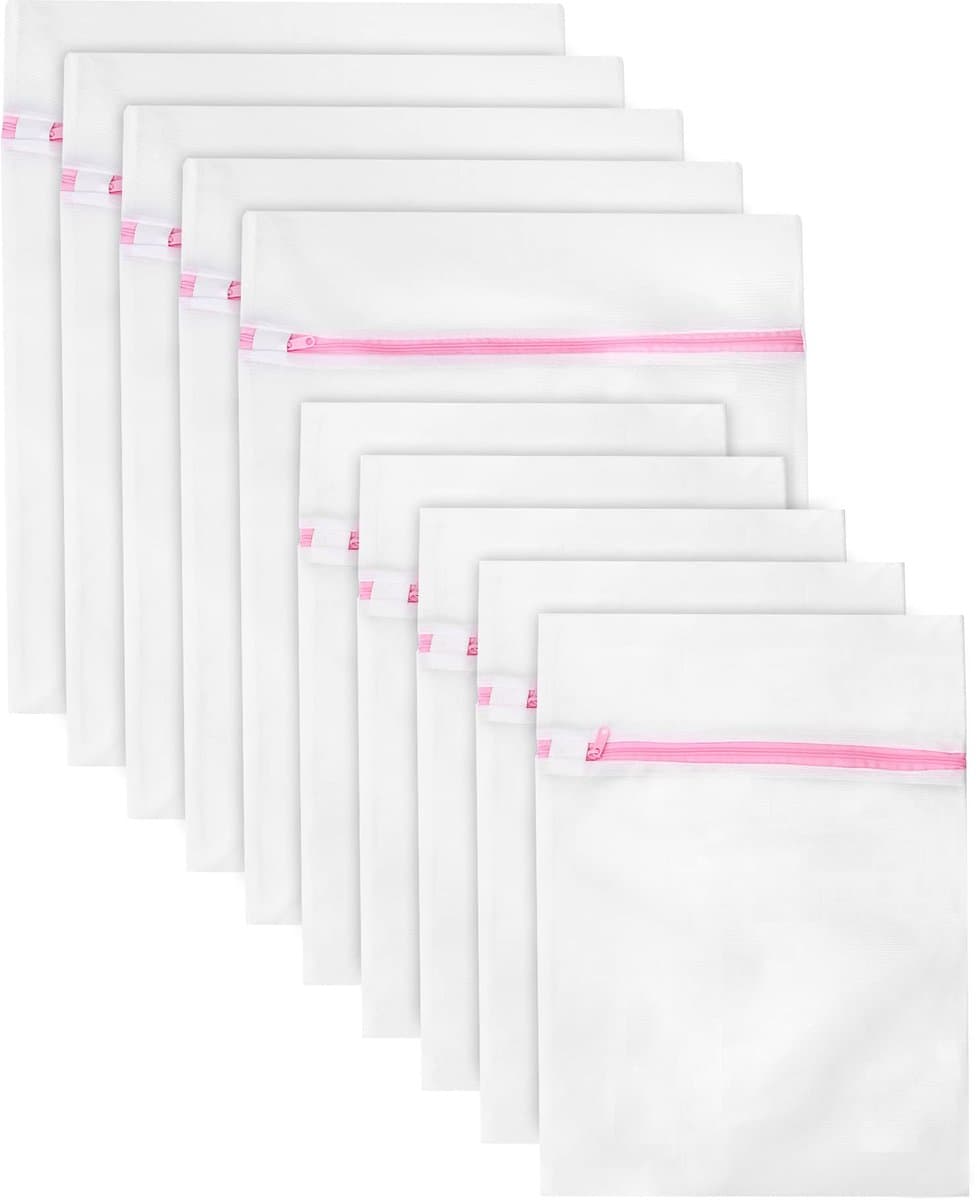 IMPERATORIS® Waszakjes voor Wasmachine - Bescherming voor Fijne Was en Schoenen - Mesh Wasnet met Rits - Voorkomt Slijtage - Set van 10 - Rosé - 30 x 40 cm en vijf van 40 x 50 cm — afbeelding 1
