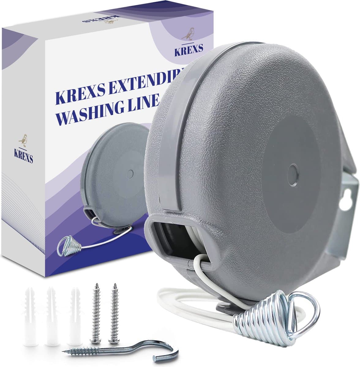 Krexs Waslijn Uittrekbaar - Waslijndraad - 15 meter - Wasdraad - Uittrekbare Waslijn – Roldrooglijn - Ruimtebesparend — afbeelding 1