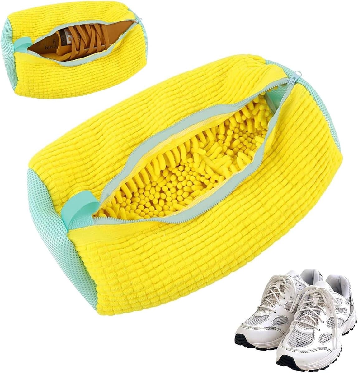 2 stuks schoenwaszak, schoenwaszak, wasmachine, dikke schoenwaszak, verhoogde wrijving binnenin, met ritssluiting, herbruikbare sneakerwaszak — afbeelding 1