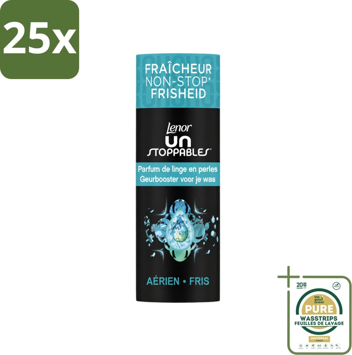 25 x Lenor Unstoppables - Geurbooster - Fris - 13 Wasbeurten - Wasstrips - Geurbooster - Frisheid - Citrusgeur - Fruitige Geur - Bloemige Geur — afbeelding 1