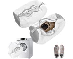 2 Stuks Schoenwaszak, Schoenwaszak voor Wasmachine Upgrade met 360° Reiniging en Ritssluiting, Schoenenwaszakken Herbruikbaar, Waszakken voor Schoenen, Wassen tas Sneakers, 39x19cm(Wit)