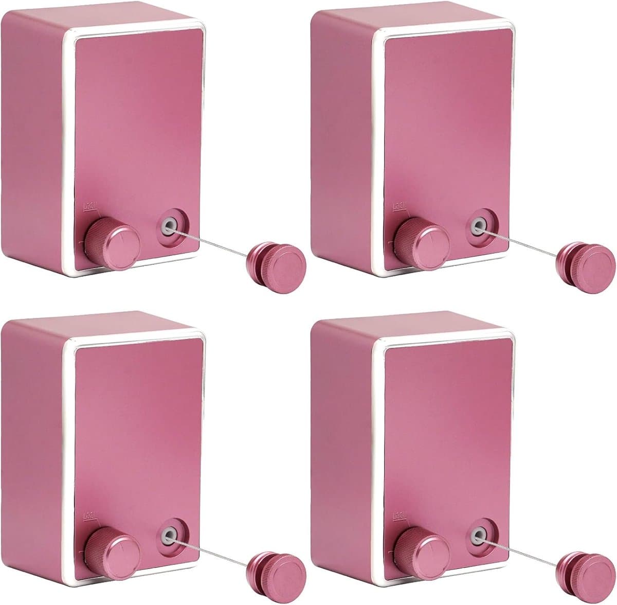 Set van 4 Uittrekbare Instelbare Waslijn, Aan de Muur Bevestigde High-Performance Systeem Voor Binnen tot 4,2 m Lang (Roze) — afbeelding 1