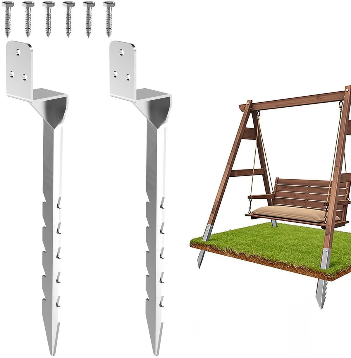 Set van 2 Grondankers voor Houten Palen — afbeelding 1
