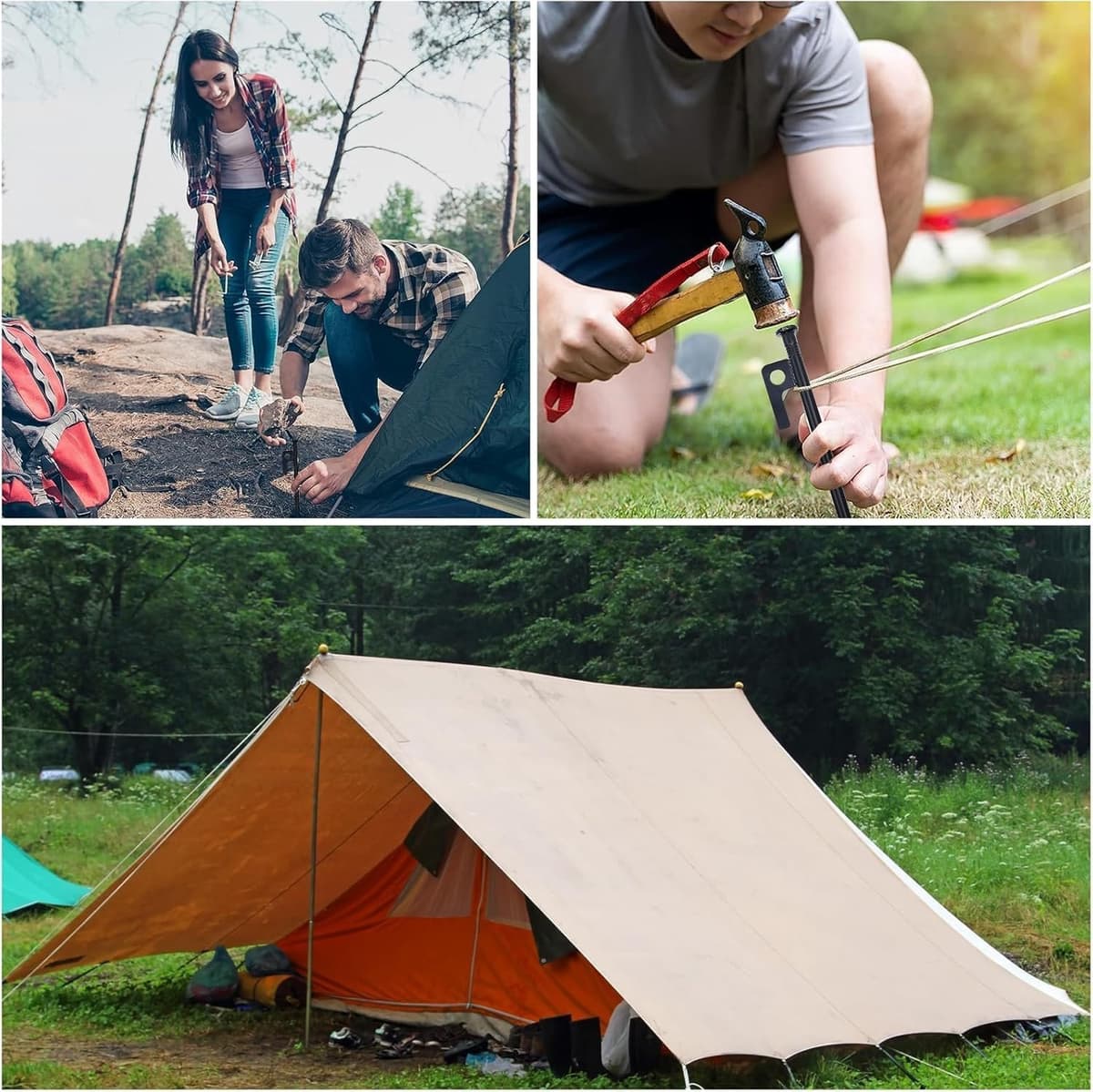 Set van 8 Grondankers van 30 cm - Stabiele Metalen Haringen voor Tent en Stormbestendige Buitenactiviteiten, Kamperen en Wandelen — afbeelding 1