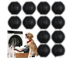 Set van 12 wasballen voor het verwijderen van dierenharen - Wasballen voor de was - Herbruikbare wasballen voor huisdiervriendelijke gezinnen - 32 mm reinigingsballen van puur nylon