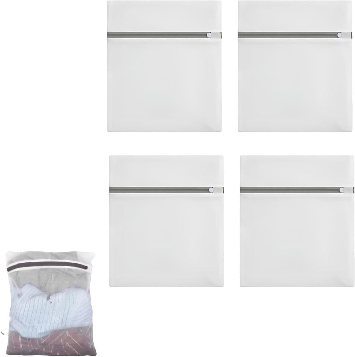 Set van 4 waszakken voor delicate was - ademend fijn gaas - beschermt lingerie, sokken en babykleding - met ritssluiting - geschikt voor wasmachine en droger — afbeelding 1