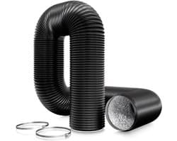 PromoHome Luchtslang 125 mm - 3 meter PVC Afvoerslang met 2 RVS Slangklemmen voor Mobiele Airconditioning, Droger, Afzuigkap, Ventilatiesysteem