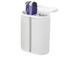 Wasmachine schoenwaszak - dubbele vakken, pluizige 360° bescherming en reiniging, gaas inlegzoolhouder, krasbestendige ritssluiting, wasmachine en droger, wit, beschermende dubbele schoenwaszak