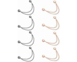 Wasknijpers, ronde klemmen met ketting, kledingklemmen, hijab-magneten, kleding, sjaals, benen, broeken, broches, zwart/roségoud