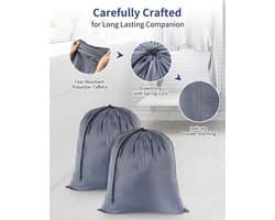 OTraki Waszakken voor op reis, 2 stuks, waszakken voor de vuile was, opvouwbare opbergzak, scheurbestendig, voor speelgoed, camping, vakantie, studentenhuis, 50 cm x 60 cm, grijs