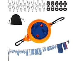 Intrekbare Waslijn - Reiswaslijn Touw - Kleding Drogen - Ruimtebesparend Ontwerp - 10 Meter Lengte - Oranje