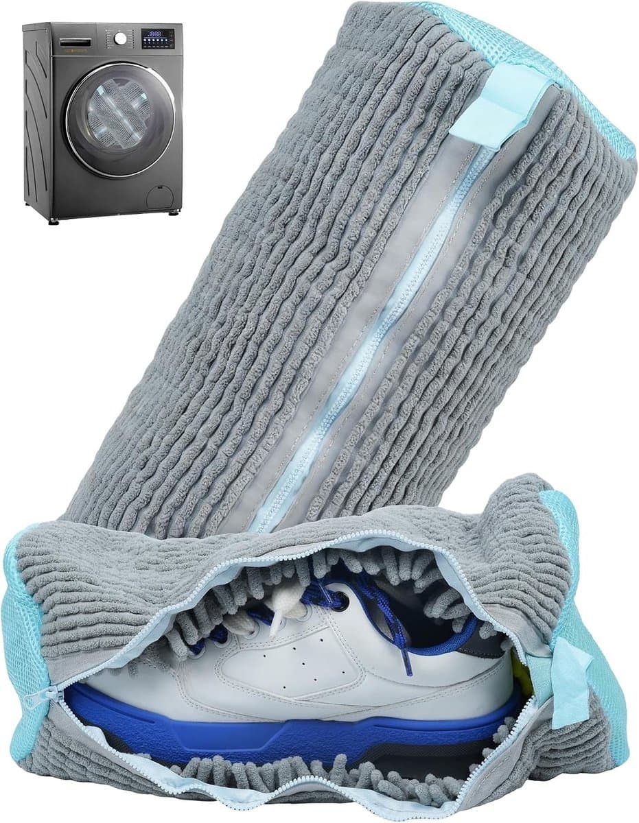 Schoenwaszak voor de wasmachine - Set van 2, ideaal voor sneakers en sportschoenen, grijze waszakken voor optimale bescherming tijdens het wassen — afbeelding 1
