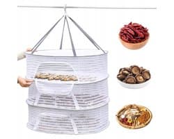 Multifunctioneel Droognet - Hangend Kruiden Droogrek - 3 Lagen - 70x50 cm - Ophangbaar - met Rits - Ruimtebesparend - Voor Kruiden Bloemen en Kleding - Balkon