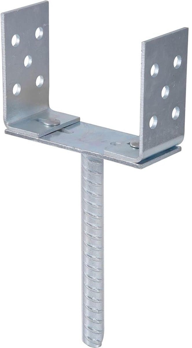 U-vormig paalanker - Paalhouder grondanker - Houtconstructies verstevigen - Geribbelde betonstang - 200 mm lengte - Verzinkt staal — afbeelding 1