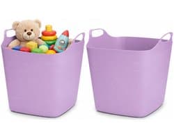 Excellent Houseware Flexibele emmer - 2x - paars - 15 liter - kunststof - vierkant - 30 x 29 cm