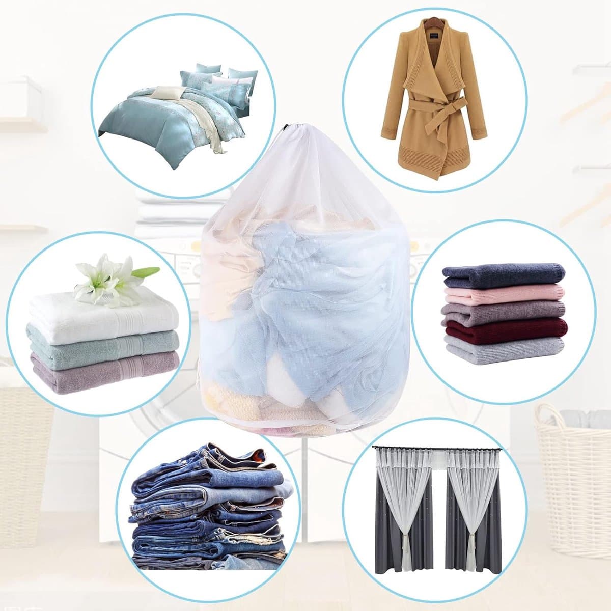 Wasnetten voor Wasmachine - Polyester - Grote Capaciteit - Duurzaam en Herbruikbaar - Voor Diverse Kledingstukken — afbeelding 1