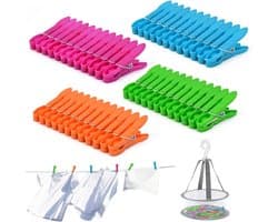 48 Stuks Kledingknijpers met Mand, Winddichte Kleurrijke Plastic Knijpers voor Waslijn, Ideaal voor Kleding, Handdoeken en Sokken