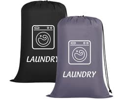 Waszakken grote reizen 24 x 36 inch - trekkoord - zwart en grijs - ideaal voor vuile kleding - ShopVlot