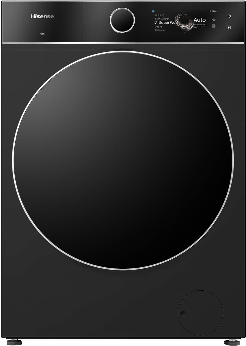Hisense wasmachine WF7I1248BBR/BLX - 12 kg - 1400 Toeren - Energieklasse A - AutoDose - Stoomfunctie - Zeer Stil 70 dB - Wifi ConnectLife App Bediening - Voorlader - Zwart - Trommelverlichting — afbeelding 1