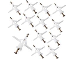150 Stuks Gipsplaat Muurpluggen en Schroeven, Holle Gipsplaten Holte Ruwe Muurbevestigingen, Expansiebuis Nylon Plug, Tapschroeven Bevestigingsset