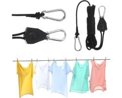 Kledinglijn Buiten - Waslijn Touw - Kleding Drogen - Verstelbare Lengte - 500 cm - Zwart