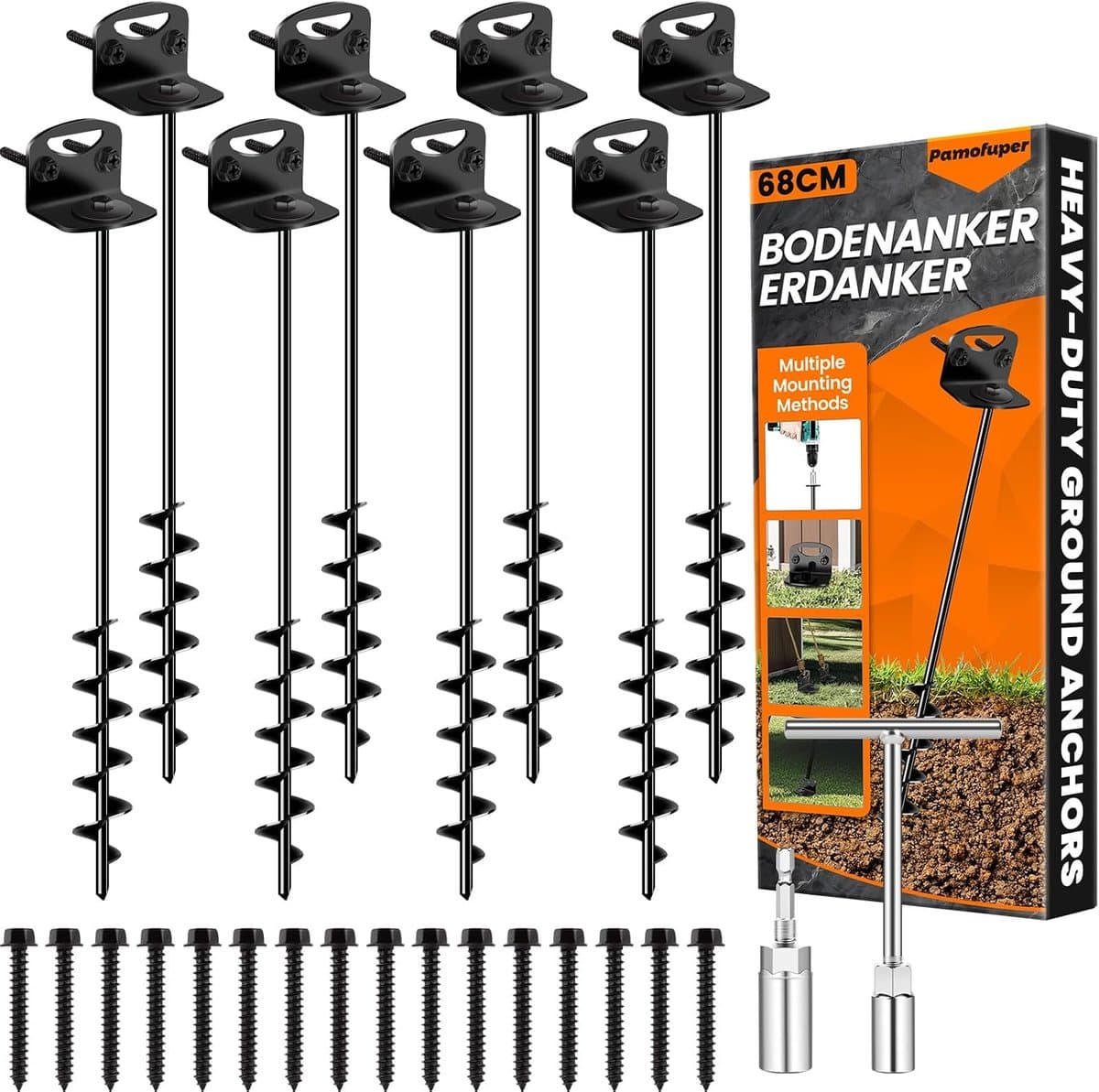 SnelShoppen - Grondankers voor Trampolinepalen, Robuuste Camper Schuur Ankers, Opslag, Schuuranker en Speelset, Schommelanker, Haringen voor Hek, Carp — afbeelding 1