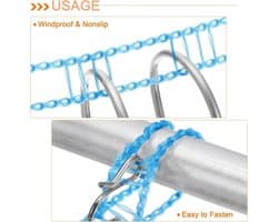 Draagbare waslijn voor binnenkleding drogen - 2 stuks - 4 meter nylon touw - winddicht - reizen, kamperen, wasgoed - wit.