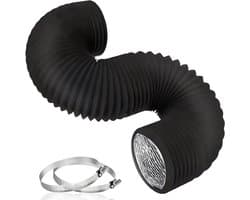 Afzuigslang Flexibel - Ventilatieslang Aluminium - Lucht Circulatie - Met Aluminium Versterking - 150 mm x 5 m - Zwart