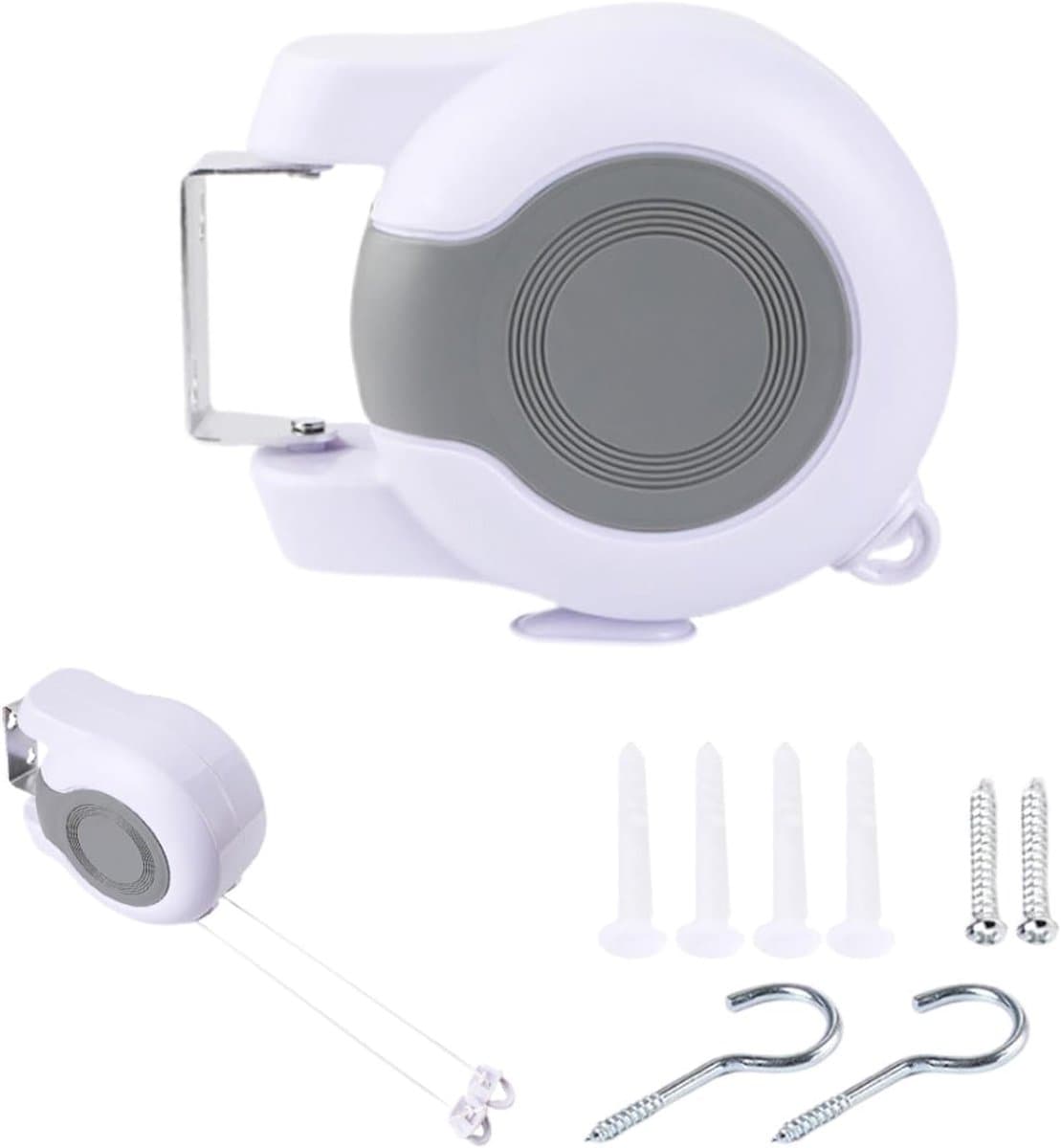 Intrekbare Waslijn - Draagbare Drooglijn - Buiten Kleding Drogen - Automatisch Terugtreksysteem - 26 Meter - Wit — afbeelding 1