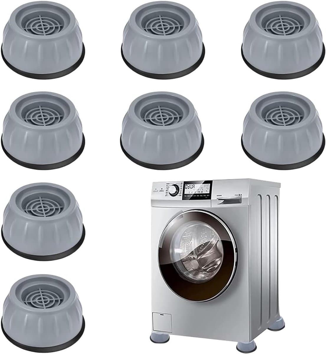Wasmachine Onderstel - Anti-vibratie mat - Geluid Dempen - Antislip Zuignap Ontwerp - 8 stuks - Zwart — afbeelding 1