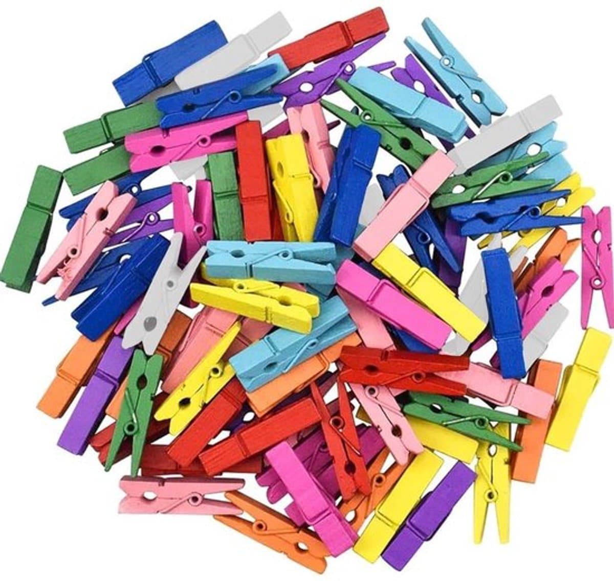 Wasknijpers Houten - Mini Knijpers - 120 Stuks - Gekleurde Wasknijpers - Creatief Organiseren - Decoreren en Personalizen - Miniknijpers — afbeelding 1