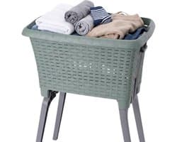 Bathroom Solutions wasmand op poten - groen - 35 ltr - 60 x 40 x 28 cm - Wasgoedmanden — afbeelding 1