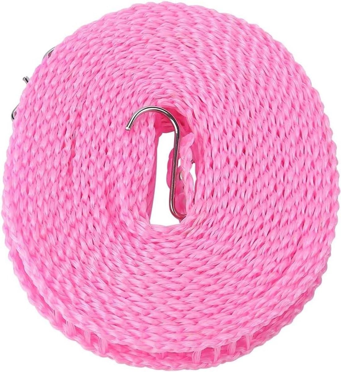 Waslijn Kleding Touw - Drooglijn Hanger - Kleding Drogen Buiten - Winddicht Antislip - 5 Meter Lang - Roze — afbeelding 1