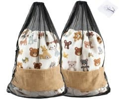 XXL Wasnet voor Wasmachine, 70 x 90 cm, Fijnmazige Waszak met Trekkoord, Ideaal voor Kleding, Dekbedhoezen en Reizen, Inclusief Haakjes