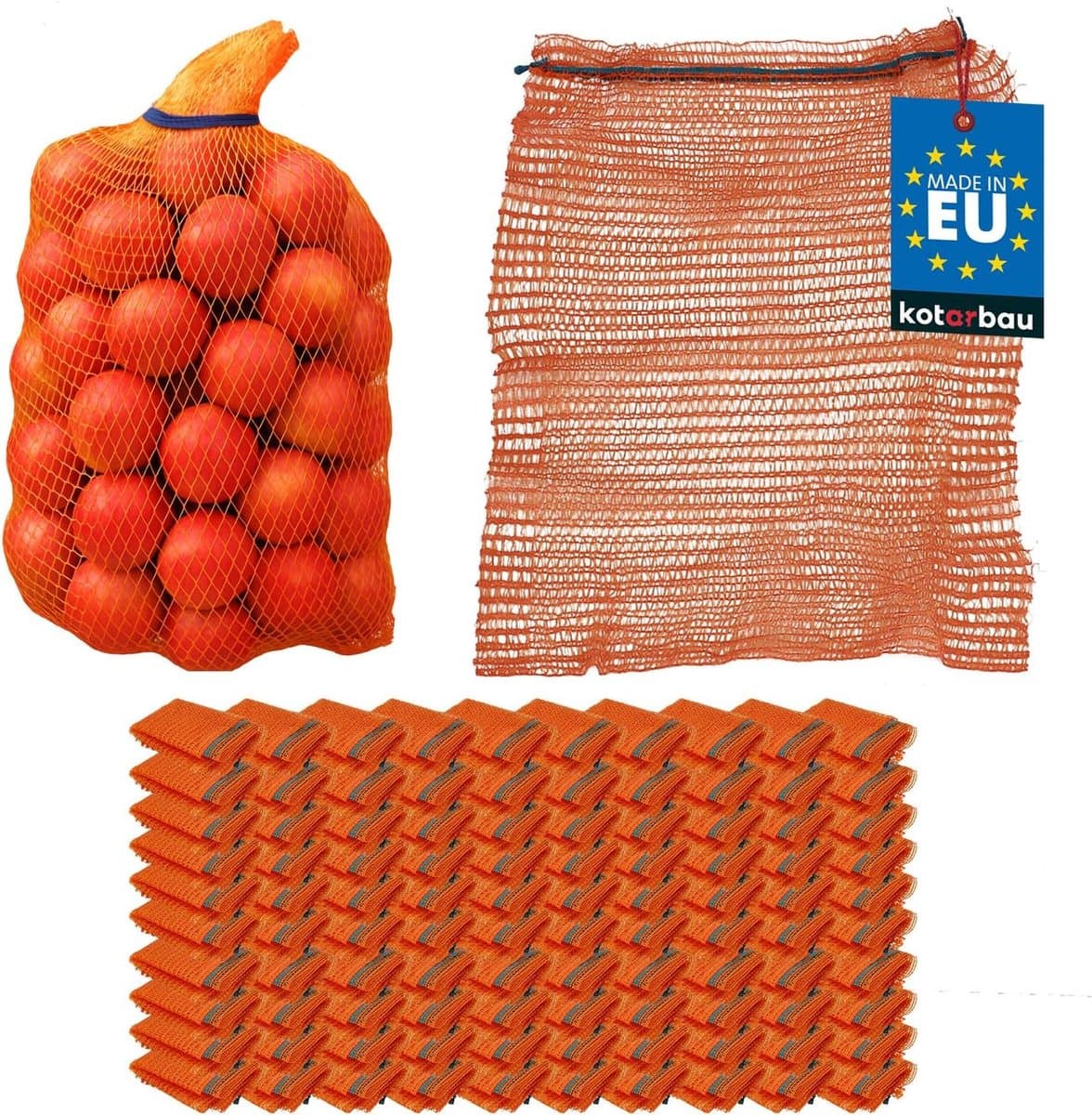 Netzakken Aardappelen - Fruit Uien Zakken - Opslag Groenten - Ademende Netstructuur - 50 x 80 cm - Oranje — afbeelding 1