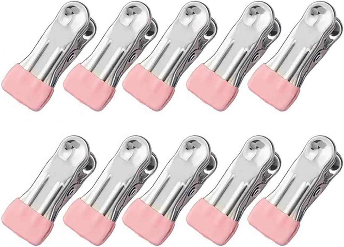 Wasknijpers set - Kledinghangers klemmen - Was drogen - Roestvrij staal - 50 stuks - Roze — afbeelding 1