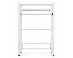 Ruimtebesparend Wasmachinerek voor Wasmachine en Droger, Met Uitschuifbaar Werkblad, Verstelbare Poten en Sterk Metalen Design, 72x64x115 cm, Wit