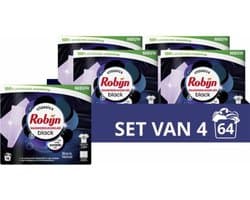 Robijn - Wasmiddeldoekjes Black Velvet - 4 x 16 stuks - Voordeelverpakking